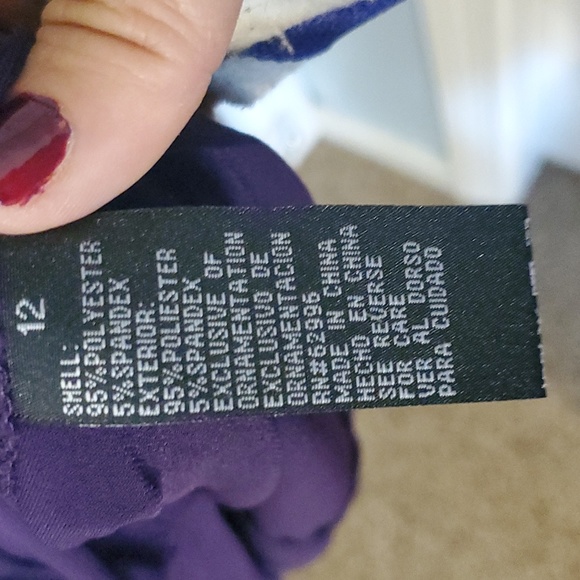 Scarlett Nite πPlum Purple Ruffled Dress,Women's sz12 - pull over stretch fit - Picture 5 of 8